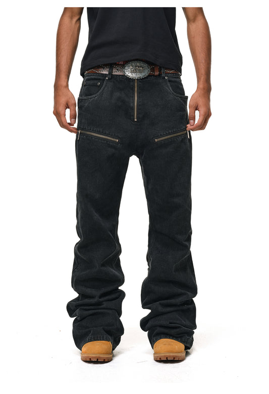 High Street Zipper Jeans