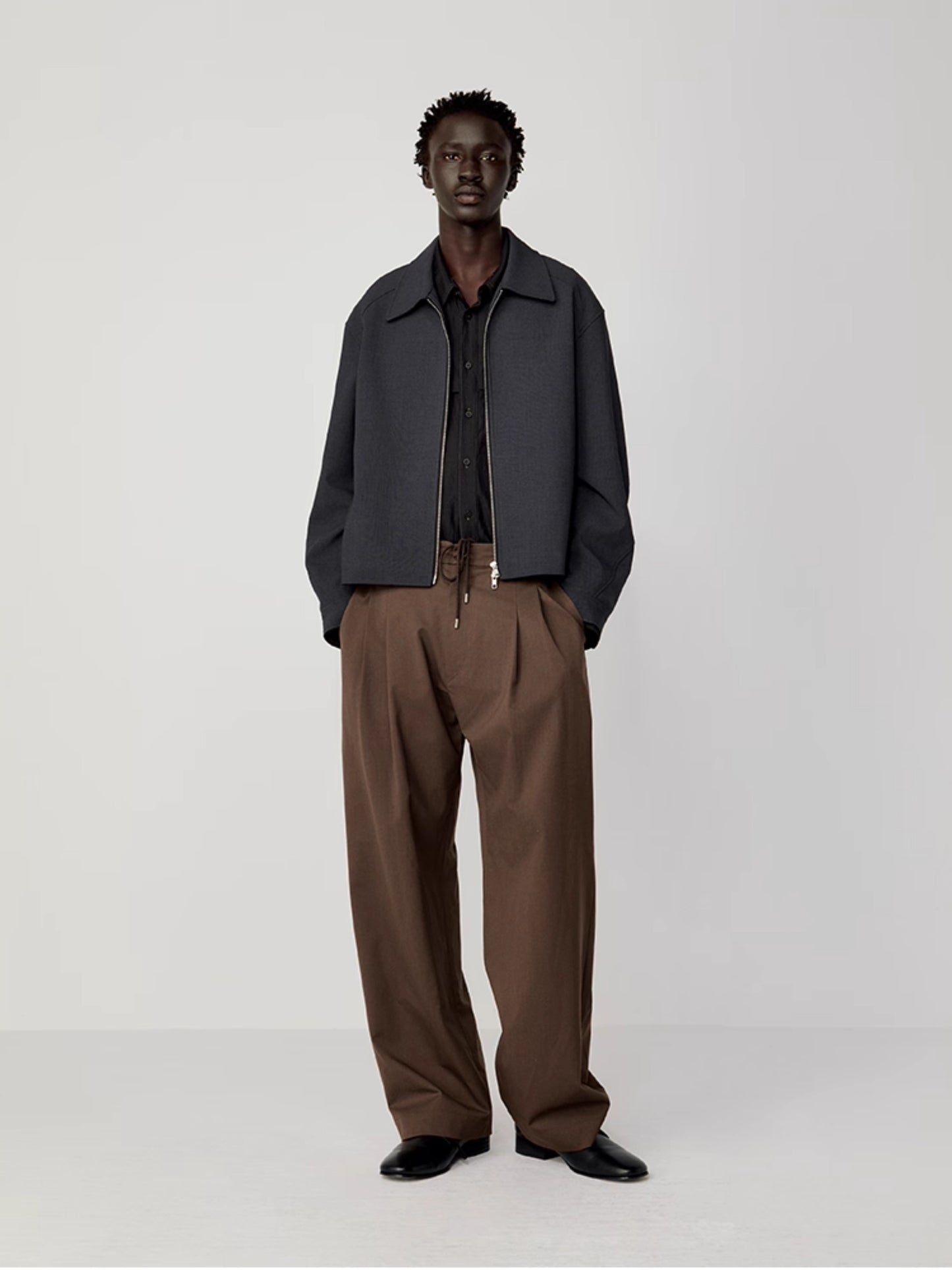 Pleated Drawstring Casual Pants