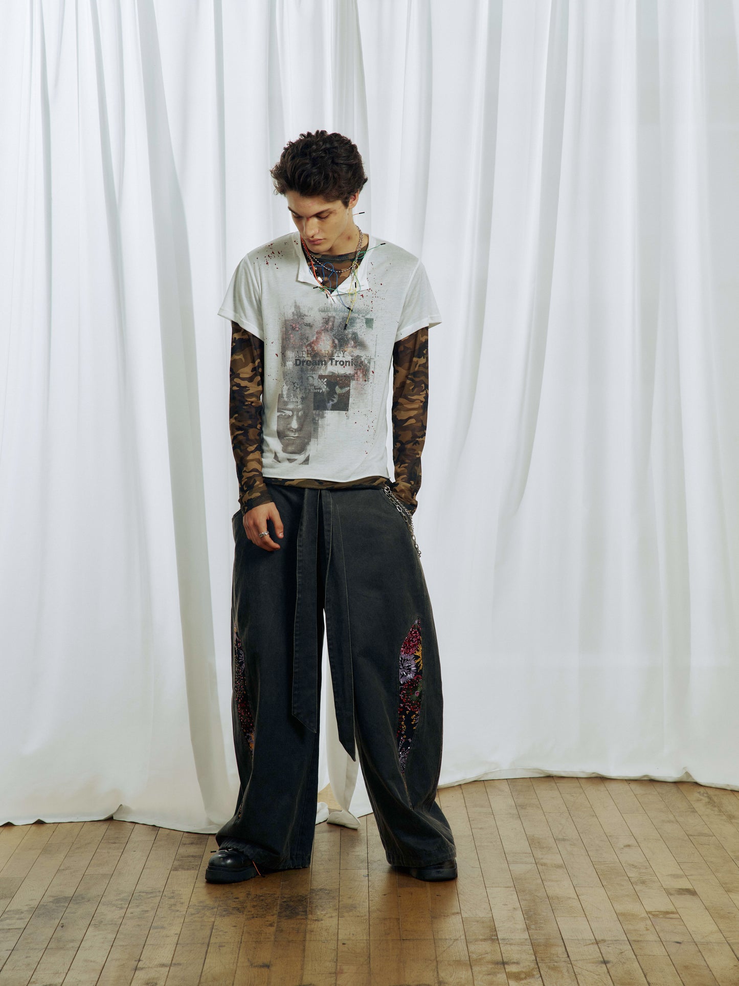 Vintage-style Casual Pants with Elastic Waistband