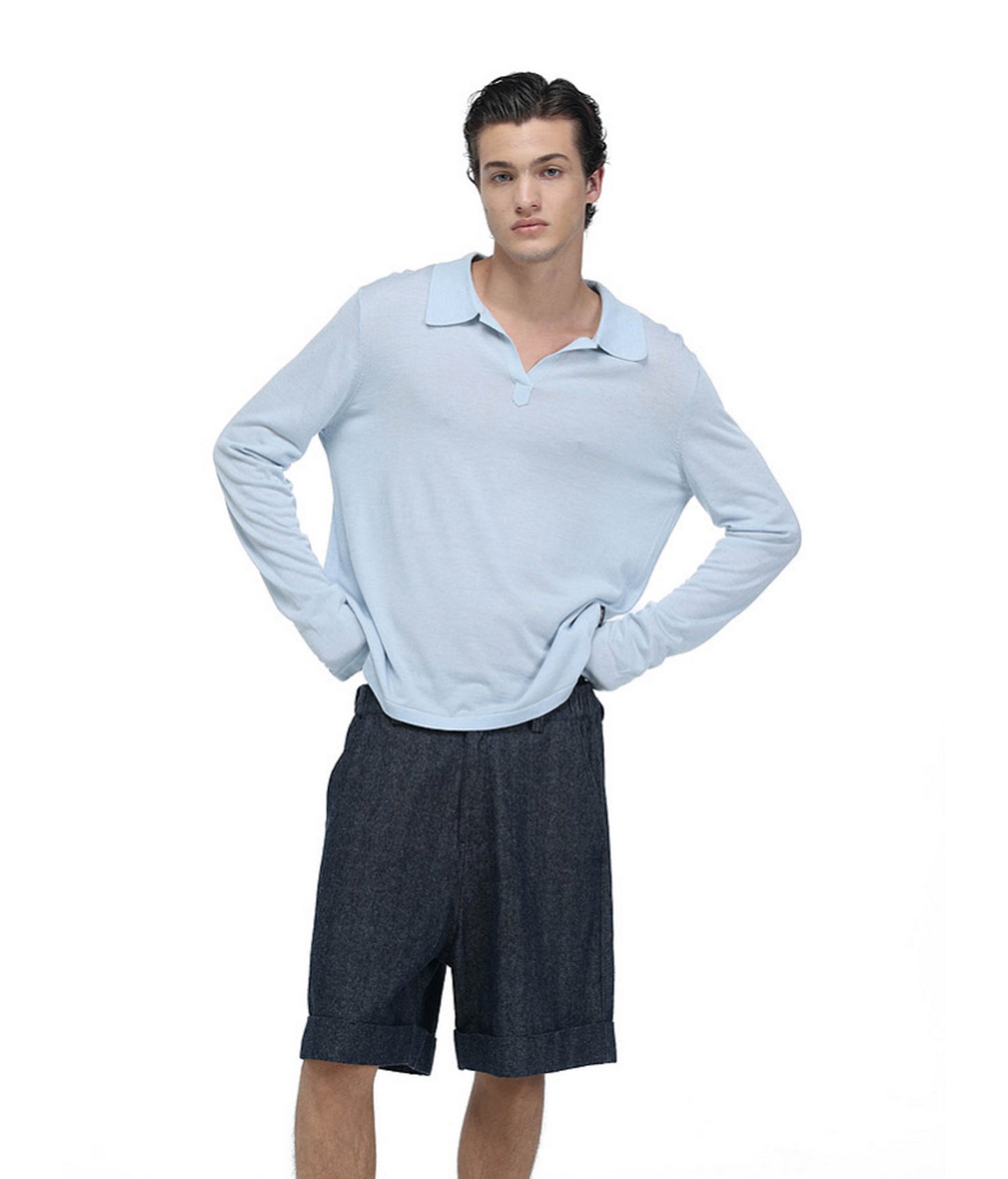 Linen-Blend Knit Polo Shirt