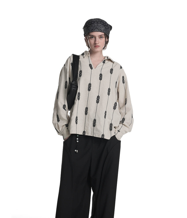 Linen Blend Custom Embroidered Shirt