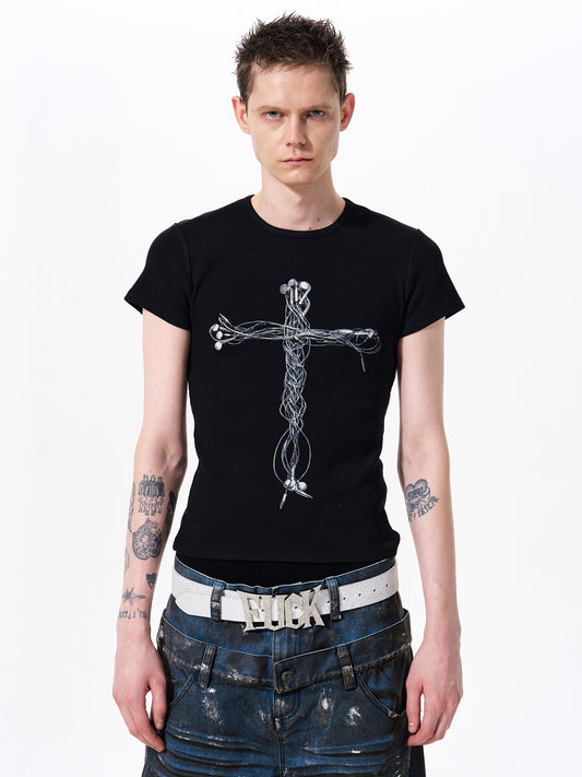 Cross Print T-Shirt