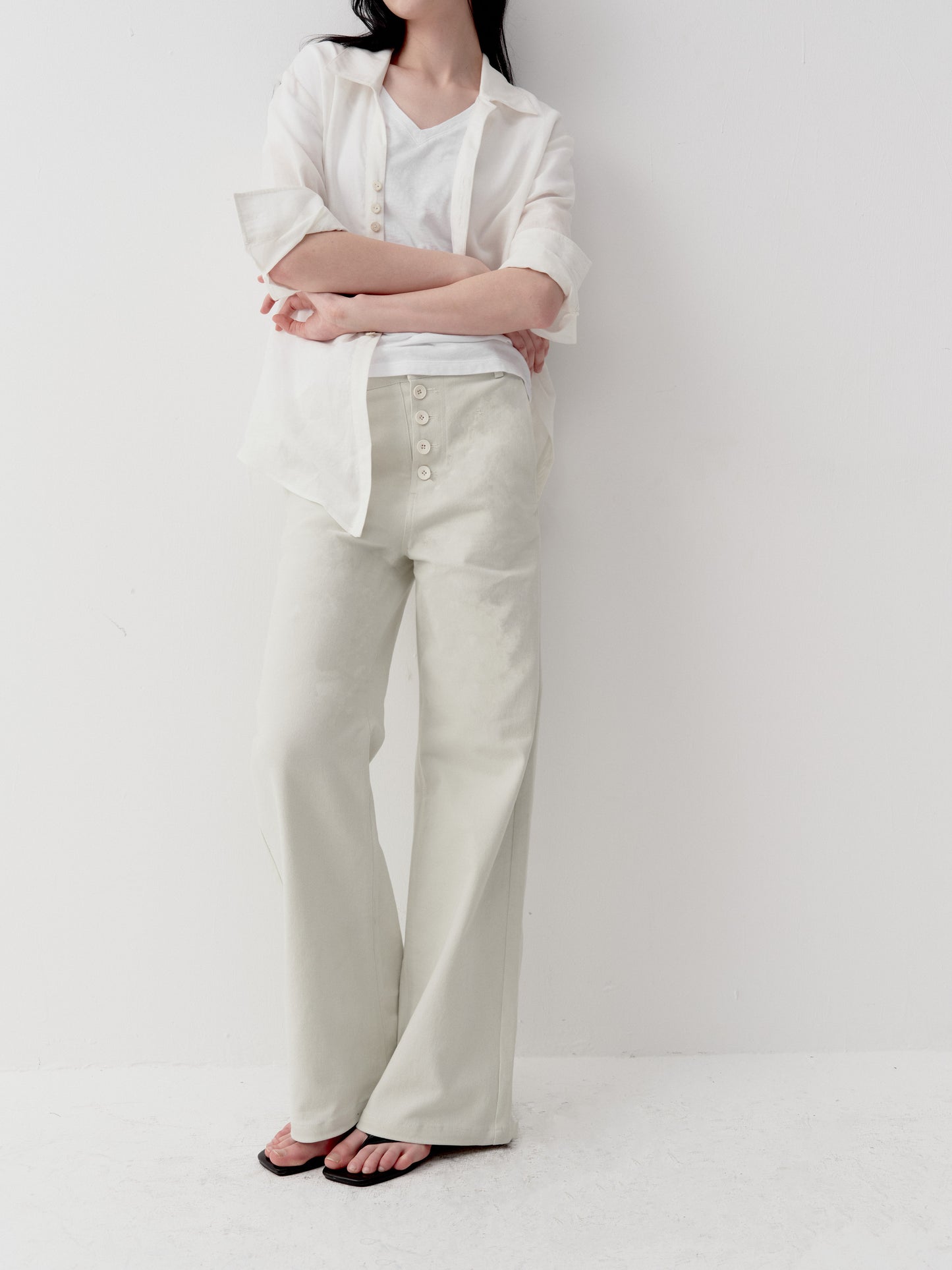 Button-Down Straight-Leg Pants