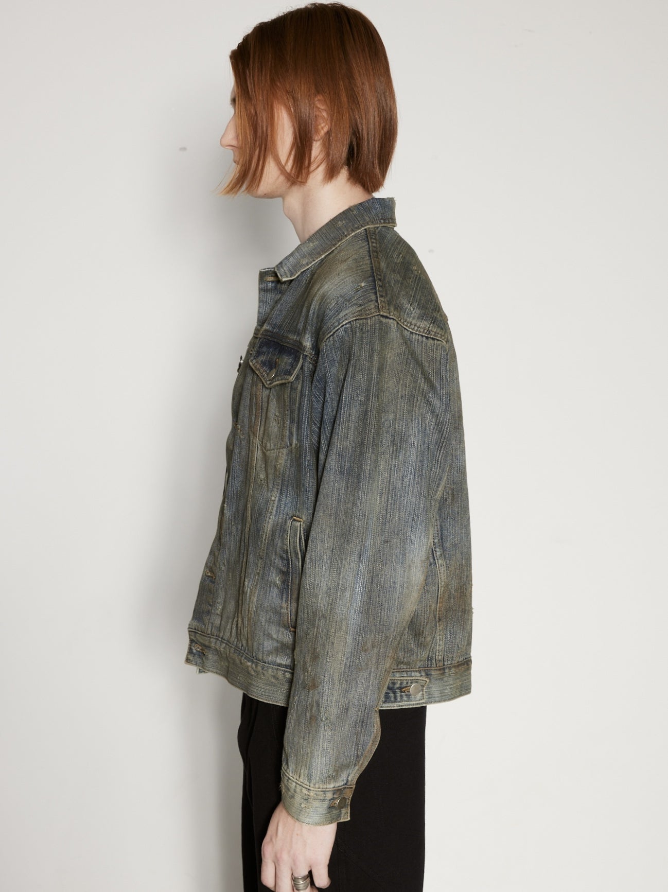 Dirty Dye Wash Damaged Denim Jacket