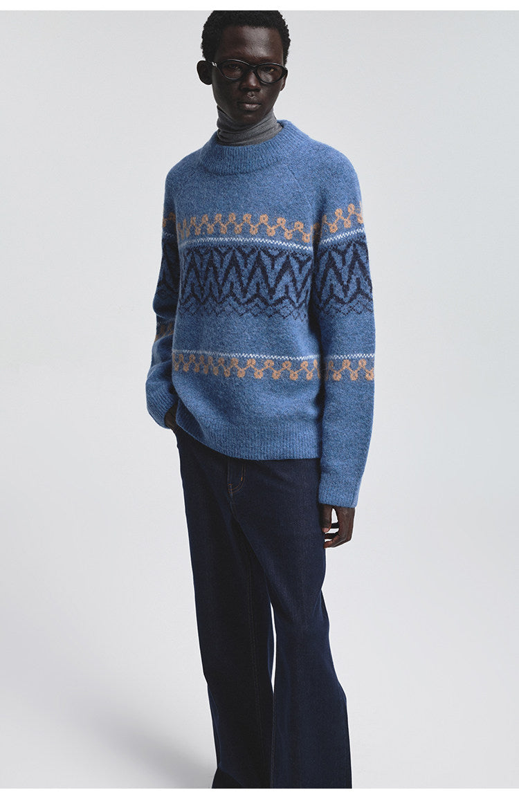 Wide Crew Neck Raglan Sleeve Knit