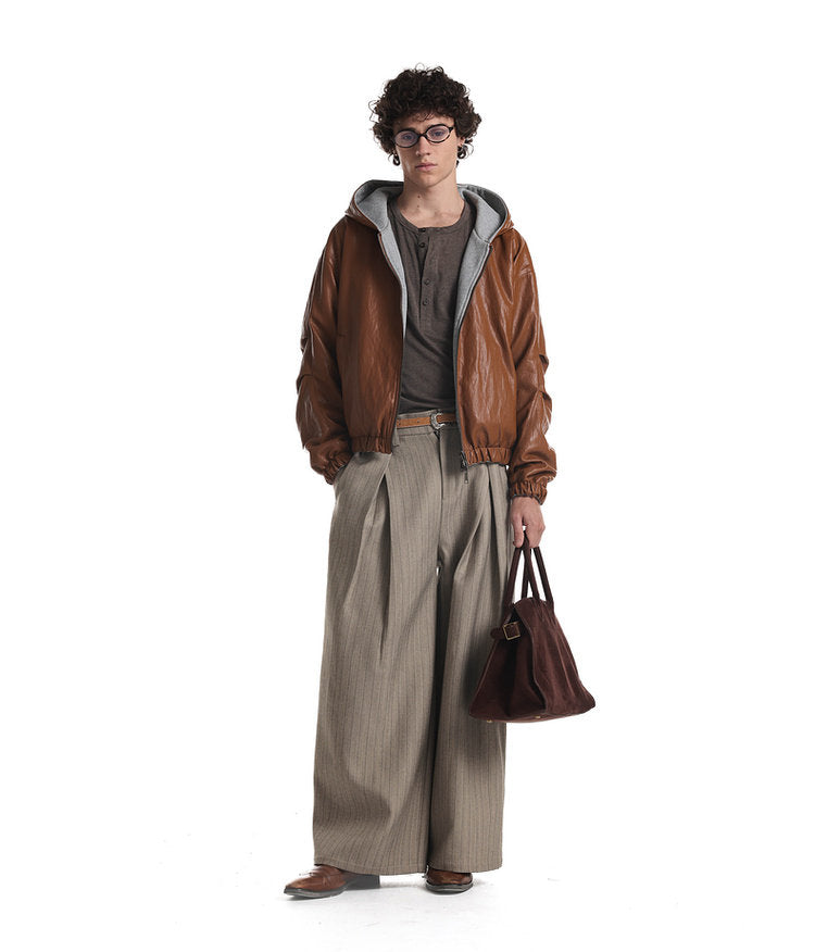 Reversible Faux Leather Hooded Jacket