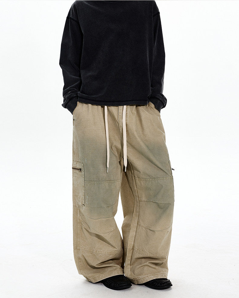 Distressed Finish Pleated Design Casual Pants