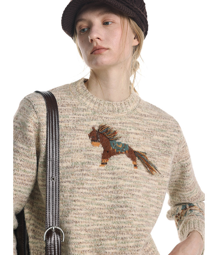 Unisex Tassel Jacquard Pony Sweater