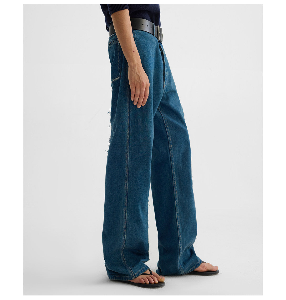 Water-Washed Straight-Leg Denim Pants