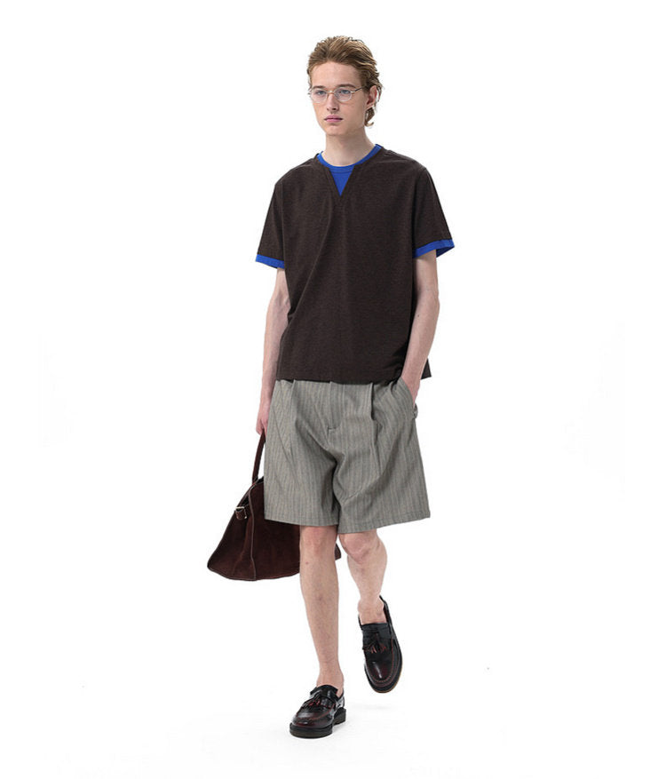 Preppy-Style Faux Two-Piece T-Shirt