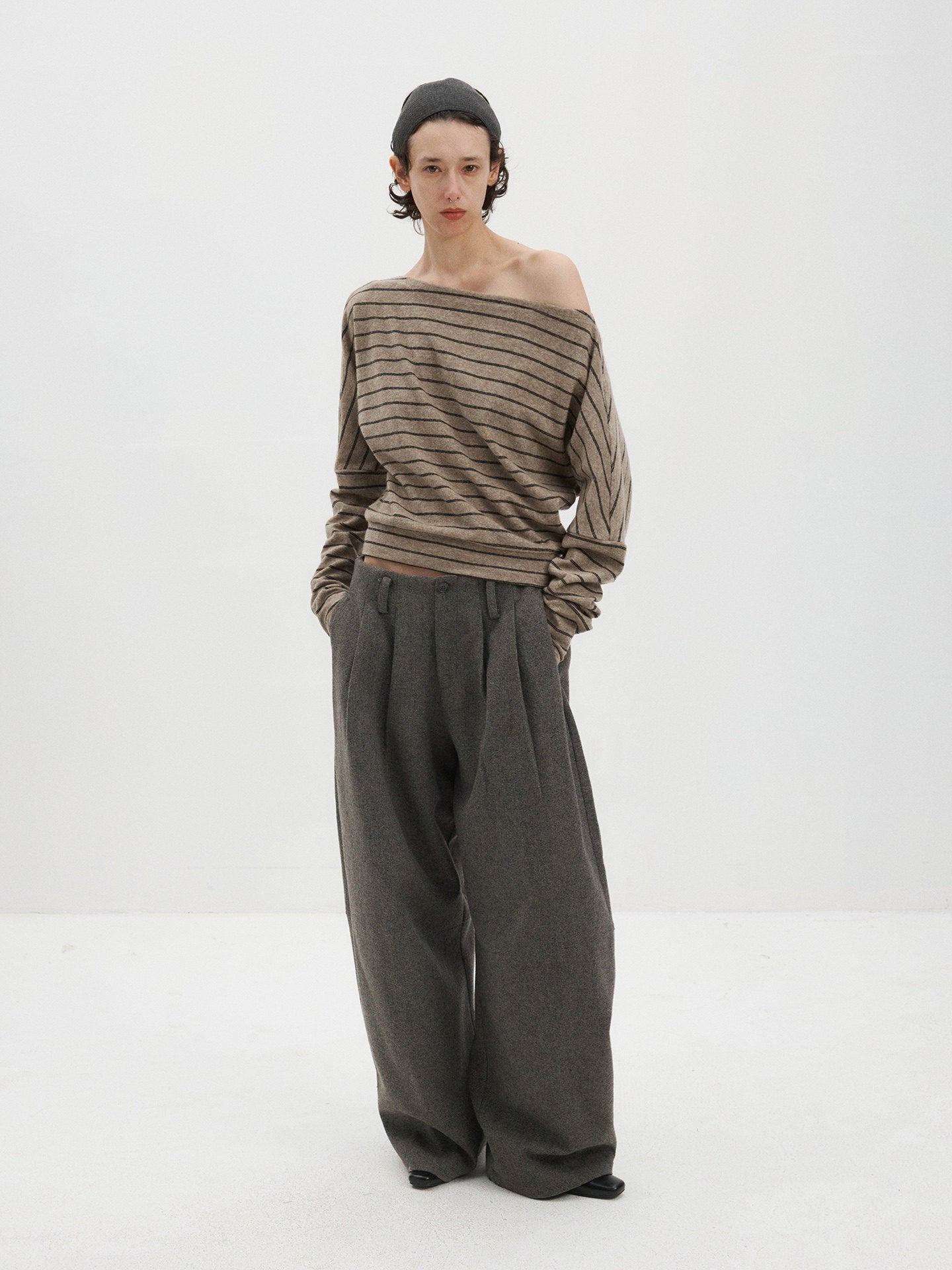 Striped Cross-Shoulder Knit