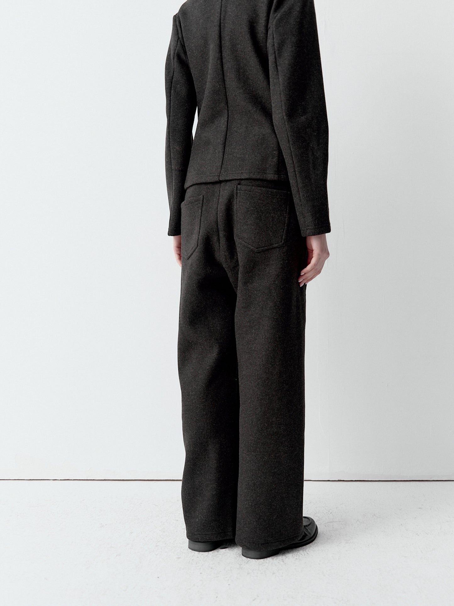 Wool-Blend Wide-Leg Casual Pants