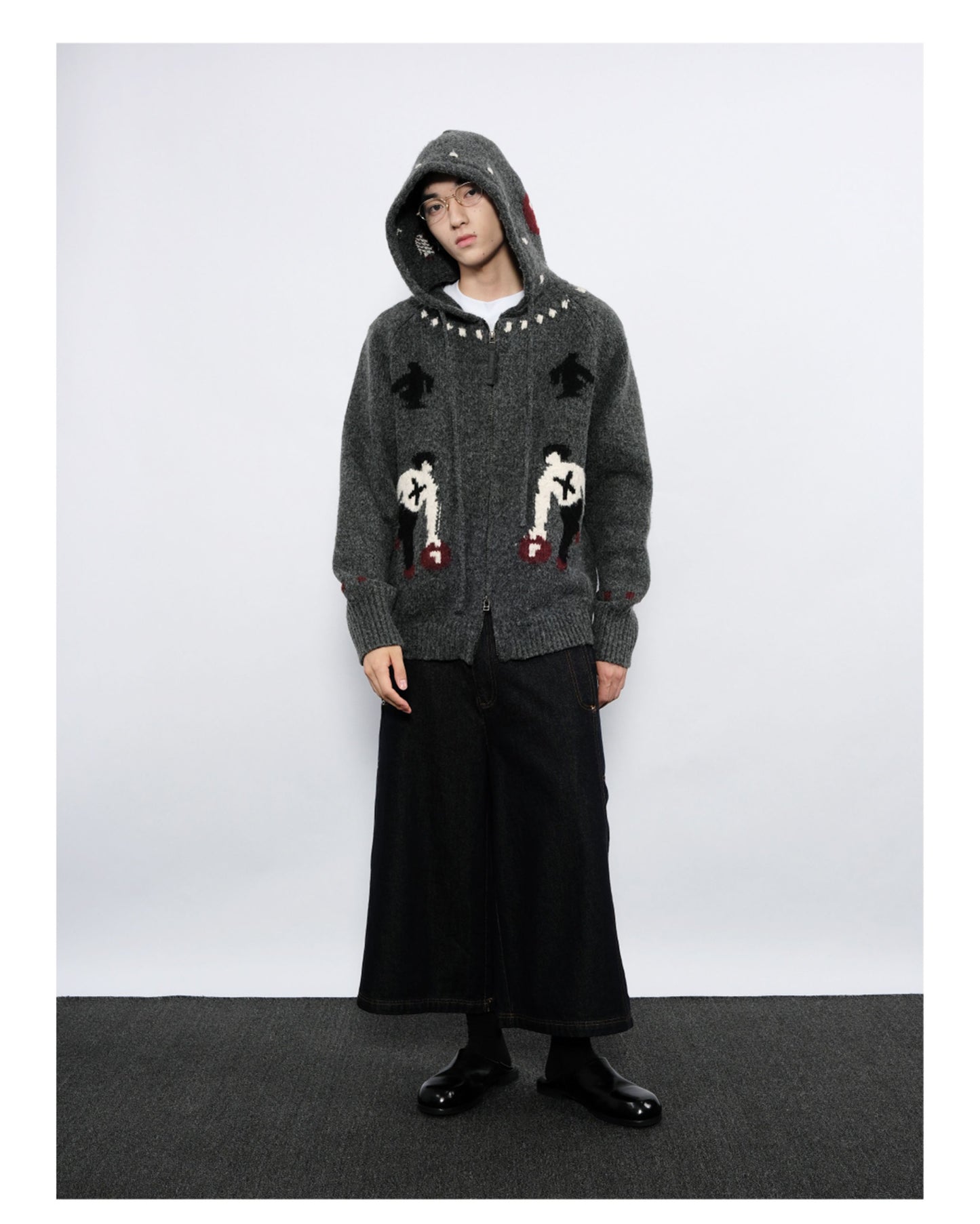 Double-Zipper Hooded Cardigan