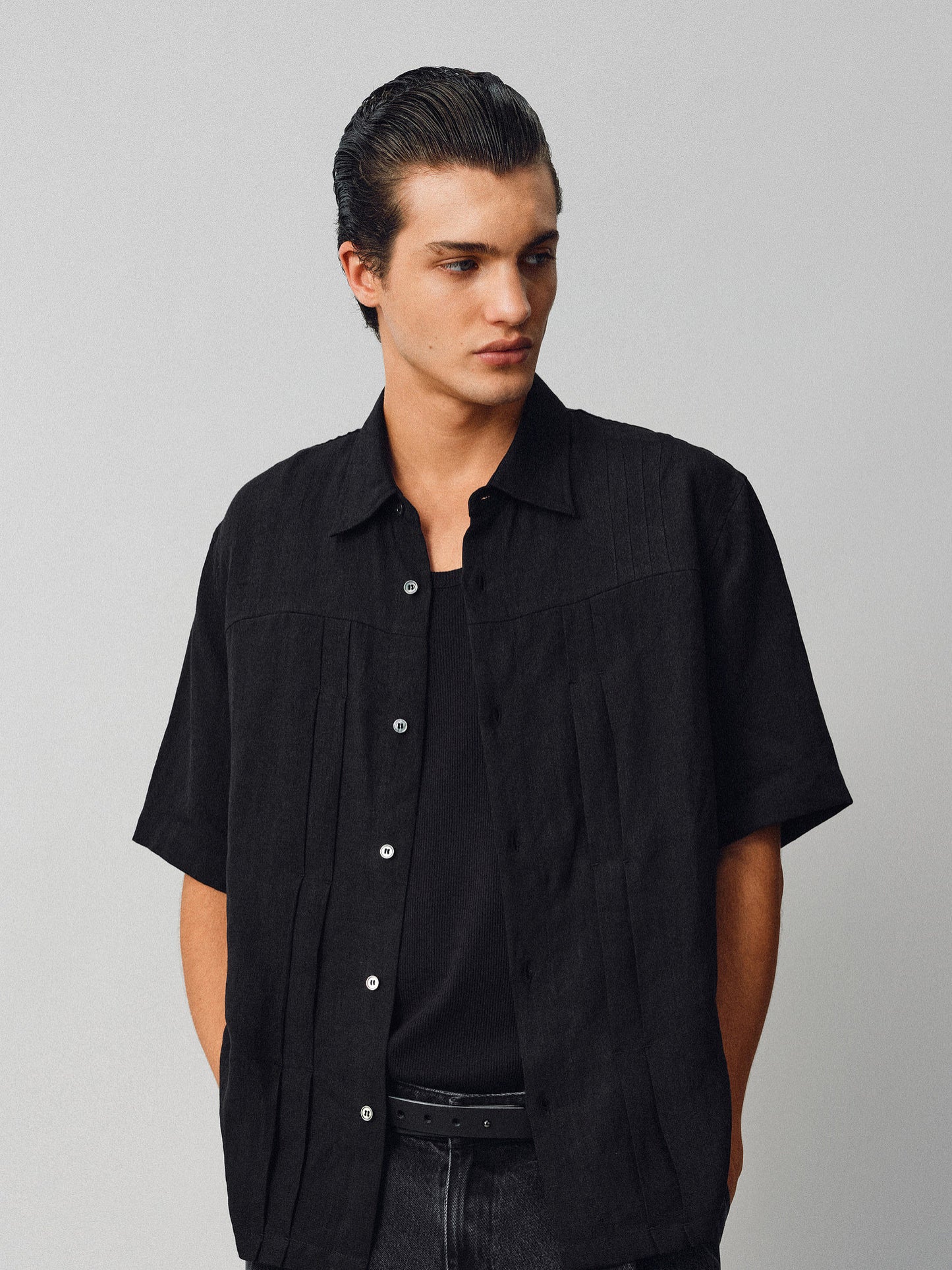 Wrinkled-effect Pleated Shirt