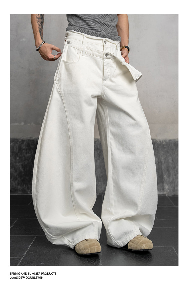 Double waist denim pants