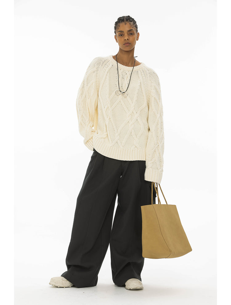 Draped Silhouette Wide Leg Pants