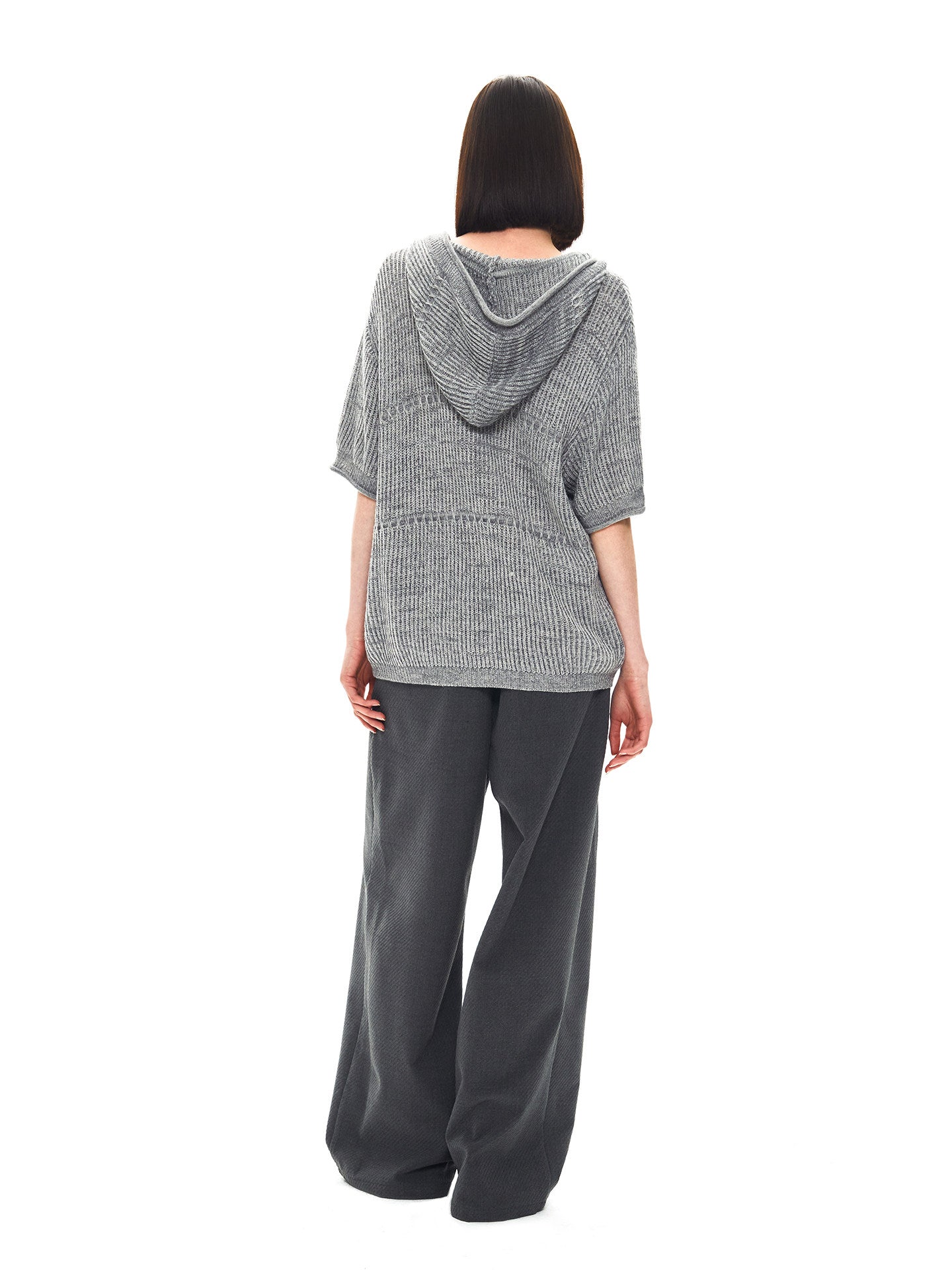 Double-Blend Yarn Hooded Knit Cardigan