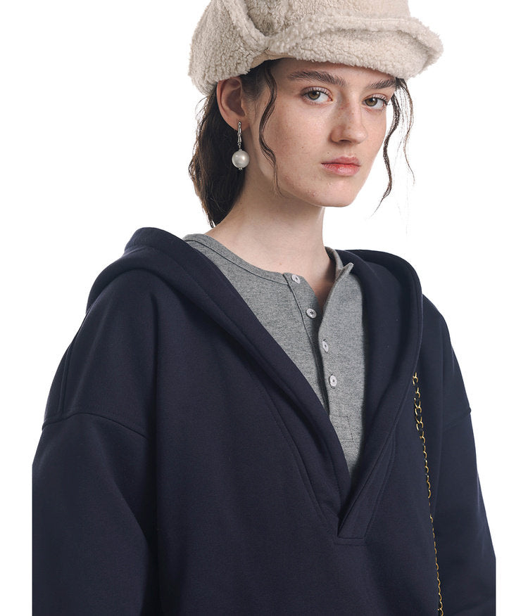 Brushed Fleece Faux Two-Piece Sweatshirt