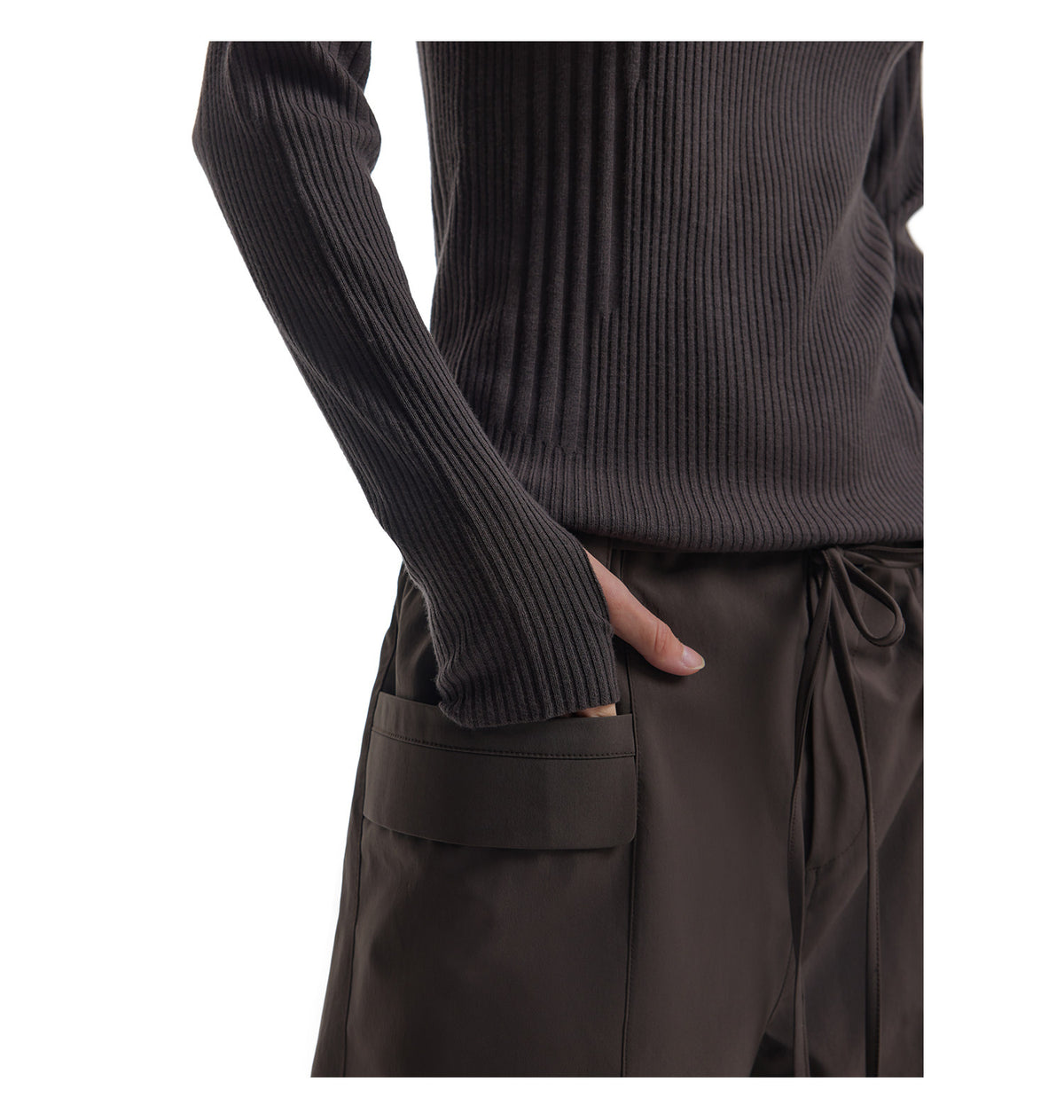 Water-Repellent A-Line Casual Pants with Side Pockets