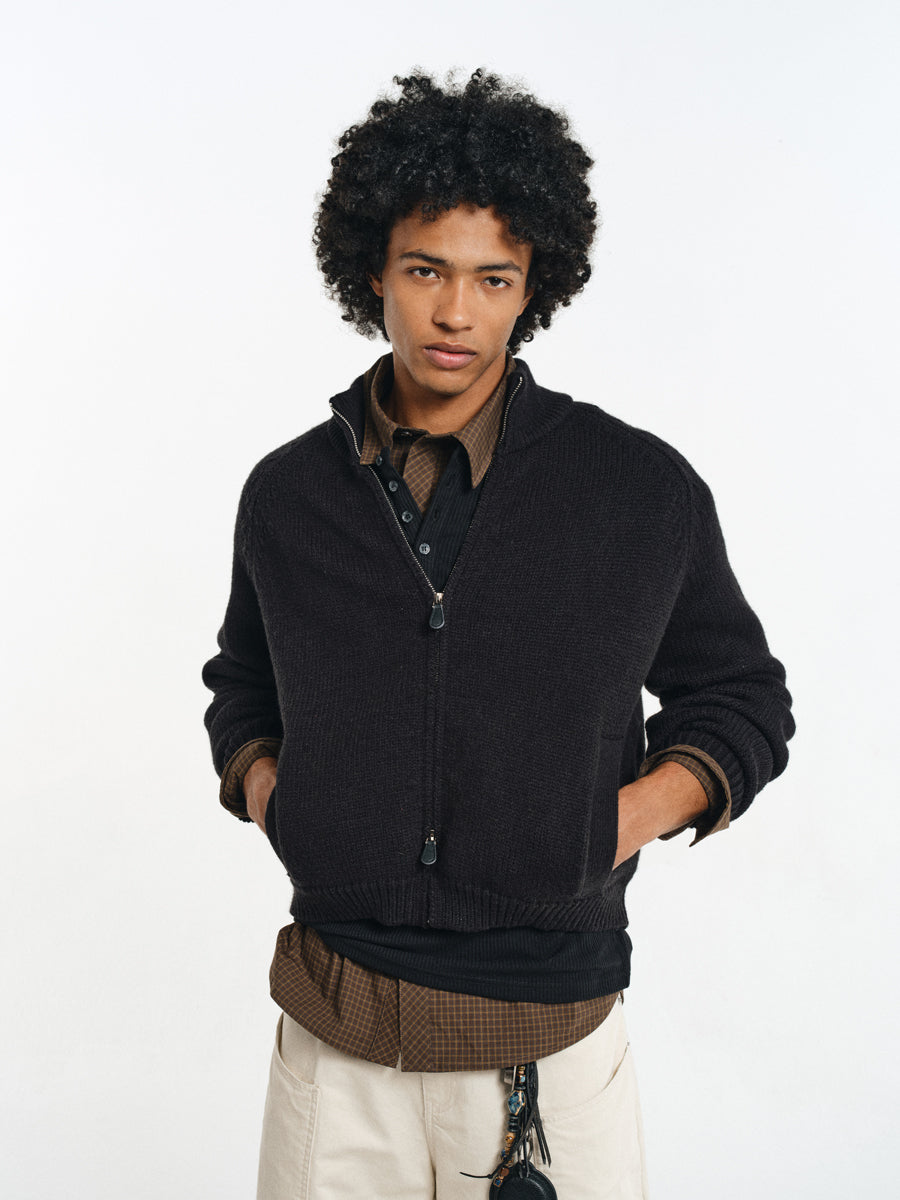 Wool Blend Stand Collar Jacket