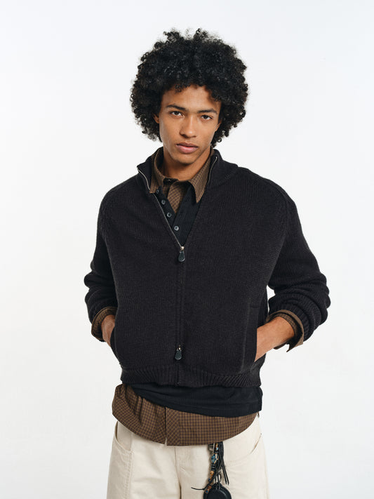Wool Blend Stand Collar Jacket