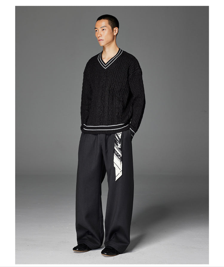 Jacquard V-Neck Sweater