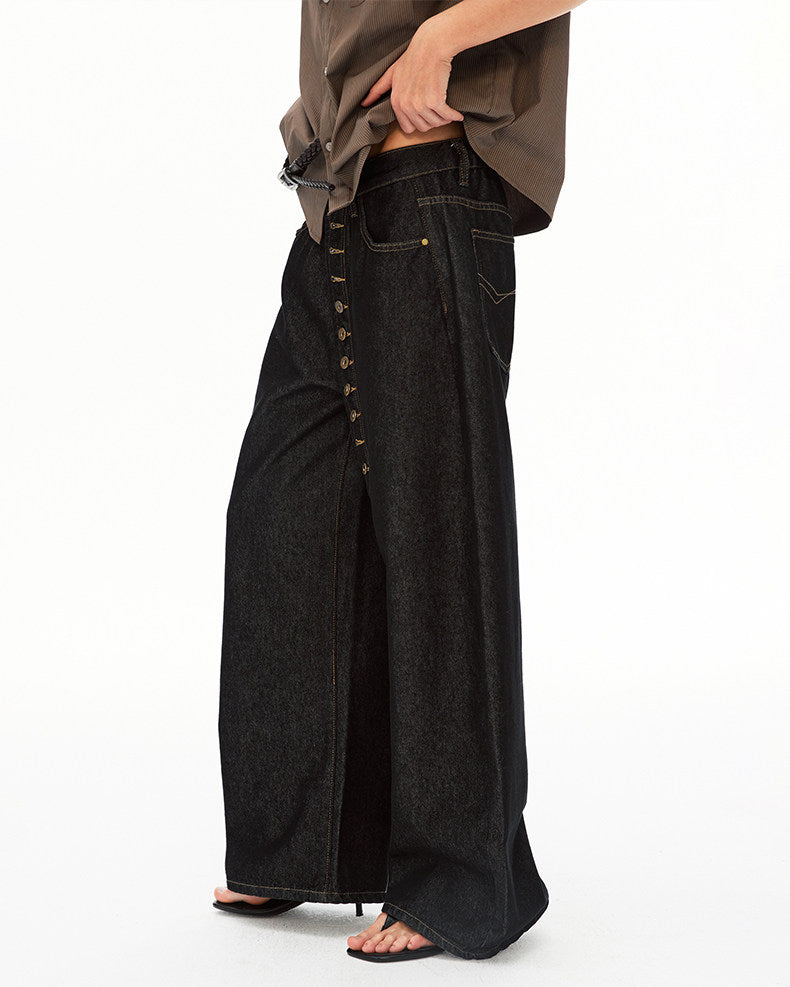 Button-down Design Denim Pants