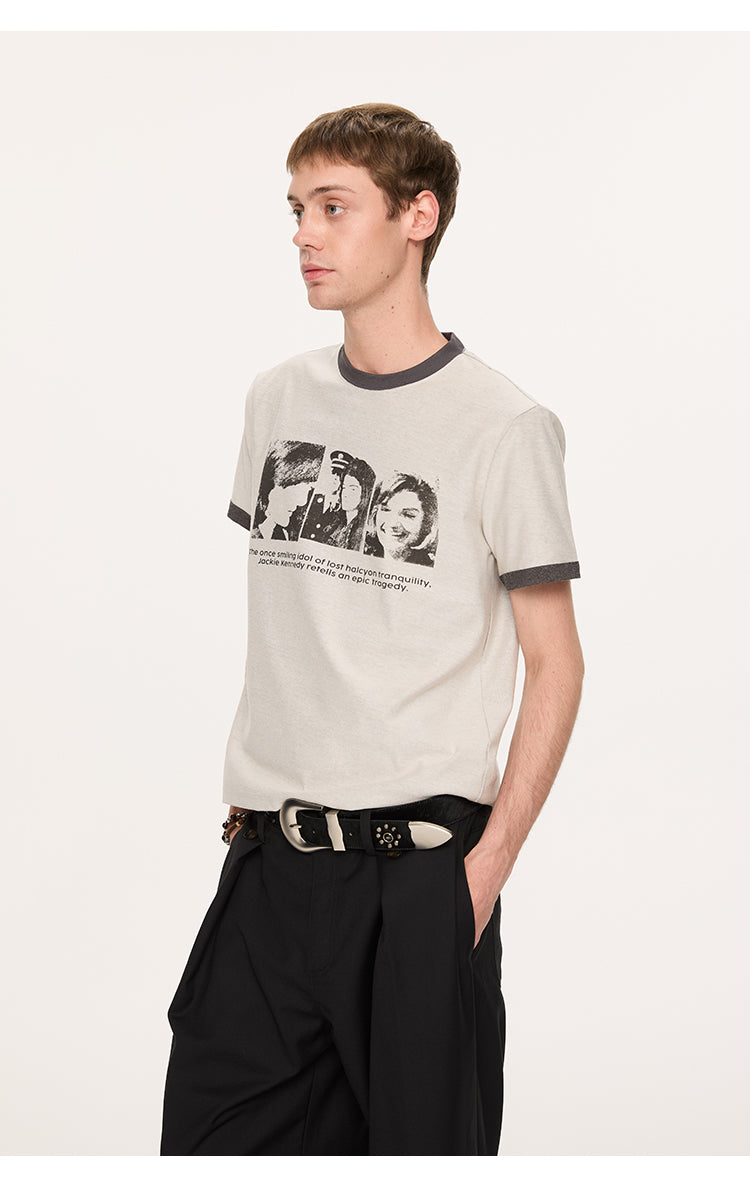 Contrast color shoulder T-shirt