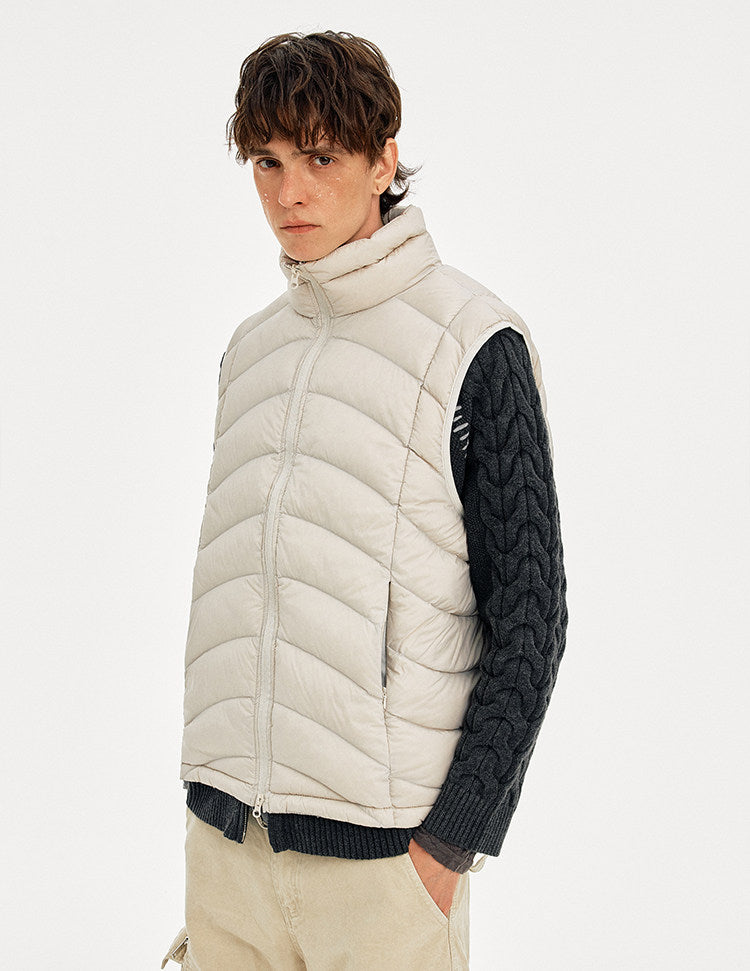 Simple Rib Collar Down Vest