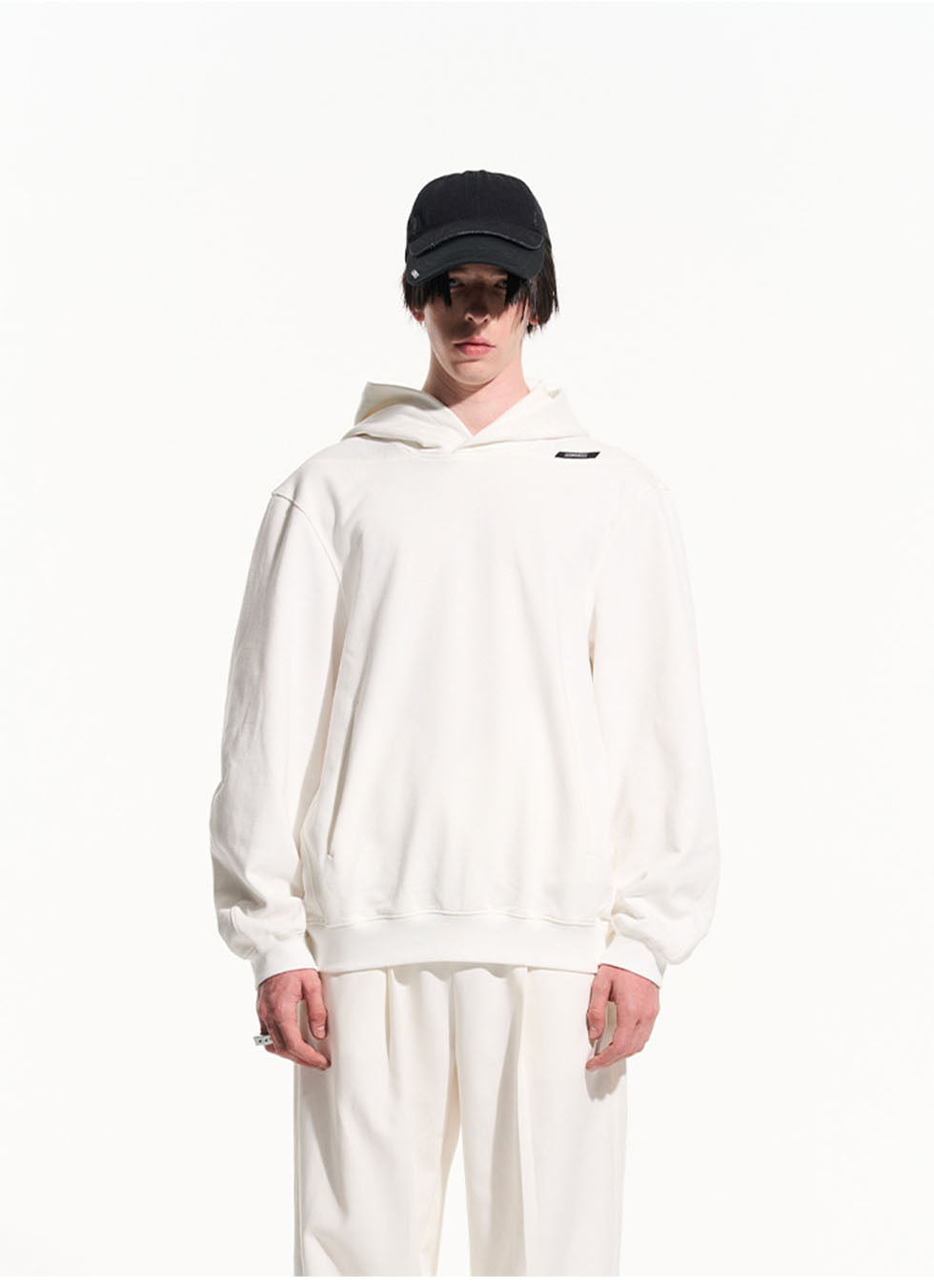 Solid Color Basic Clip-On Loose Hoodie 