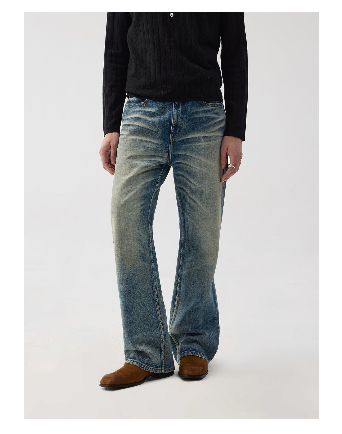 Vintage-style slightly flared denim pants
