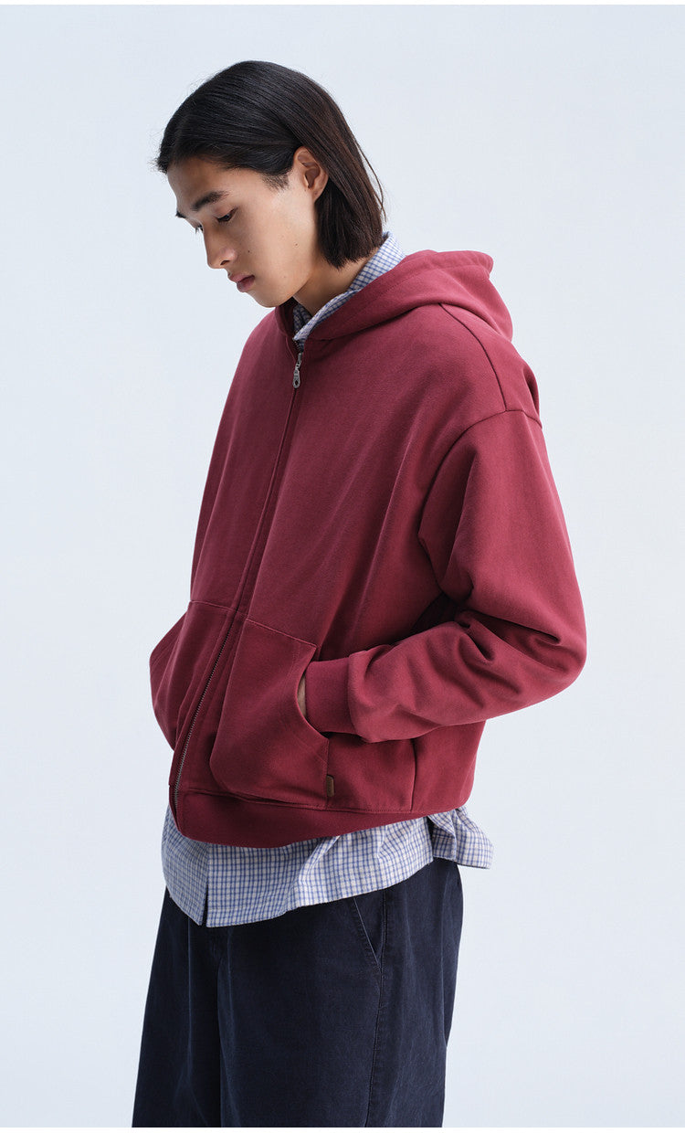 Short-Sleeve Hooded Zip-Up Sweatshirt