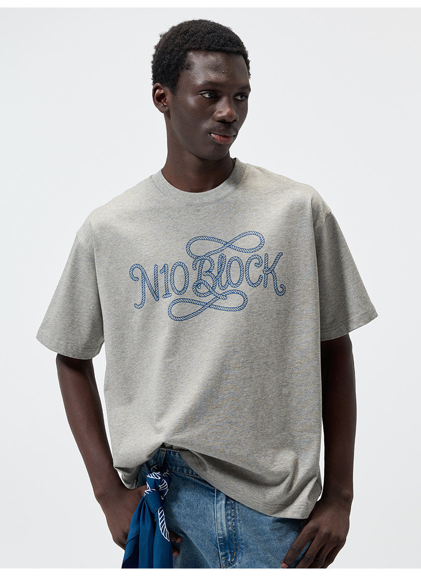 Water-Based Paste Print Crew Neck T-Shirt