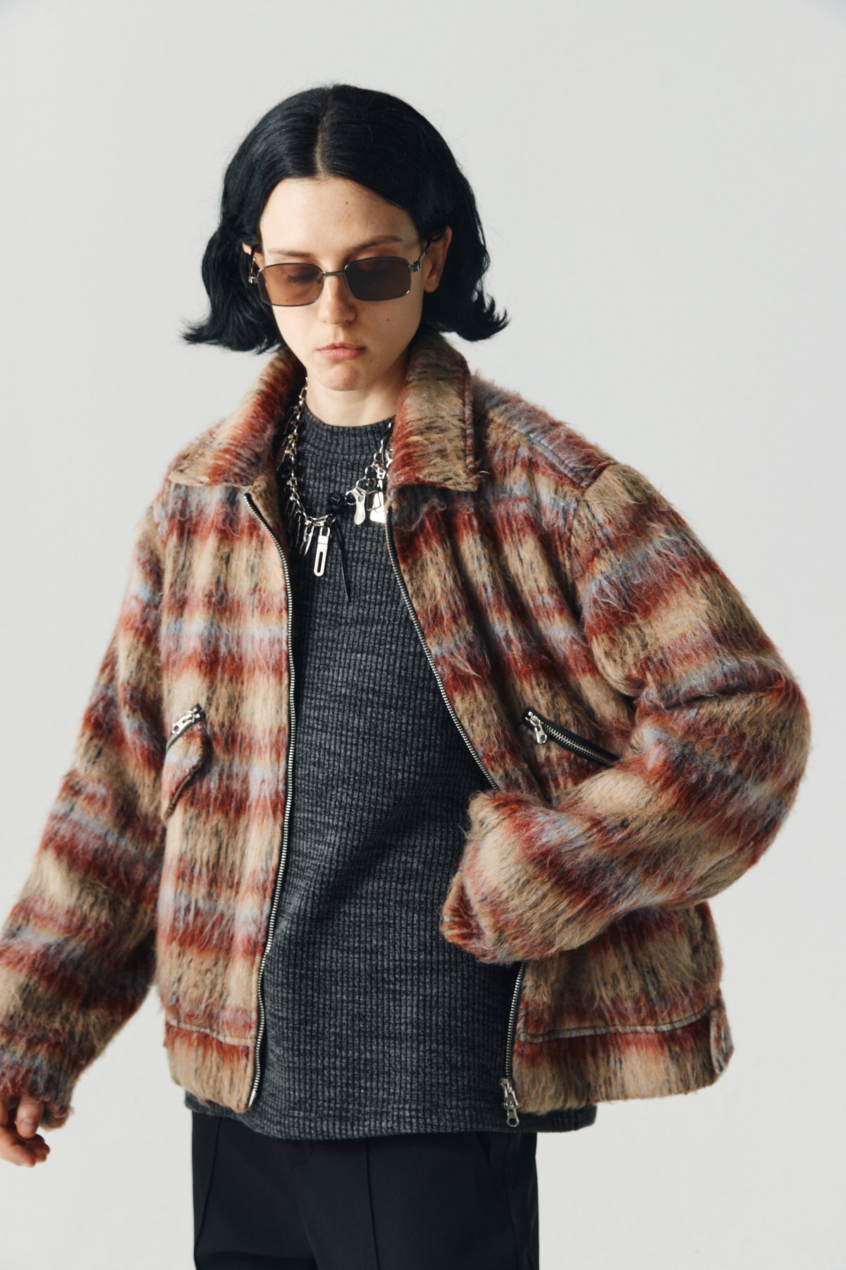 Gradient Check Wool Jacket