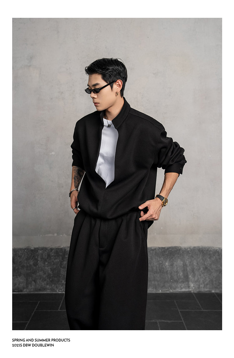 Stand-up collar sweatshirt set