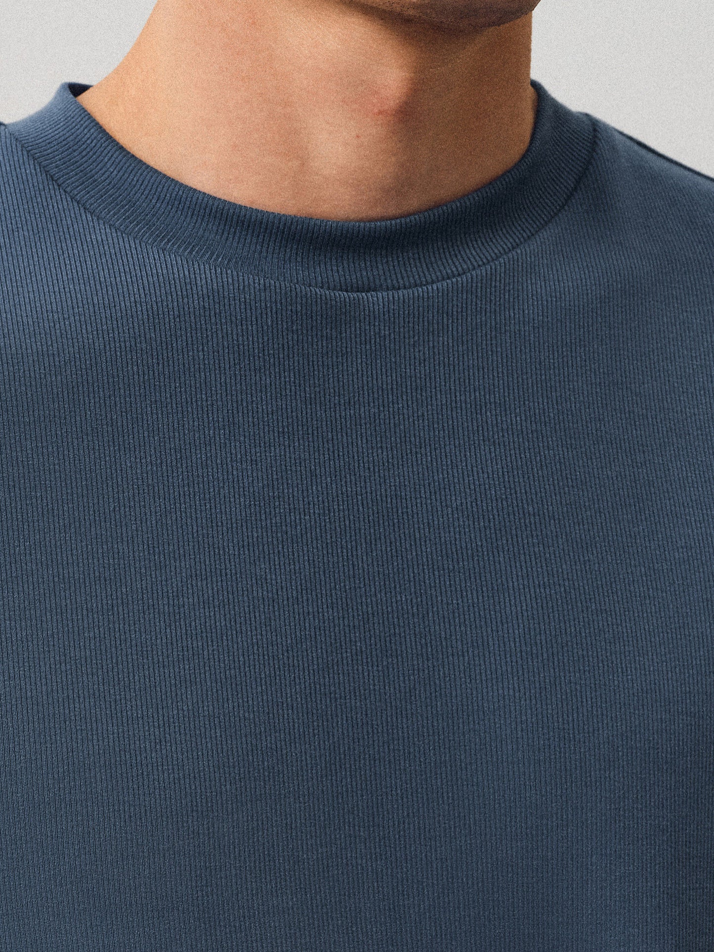 Fine-Striped Fitted Round-Neck T-Shirt