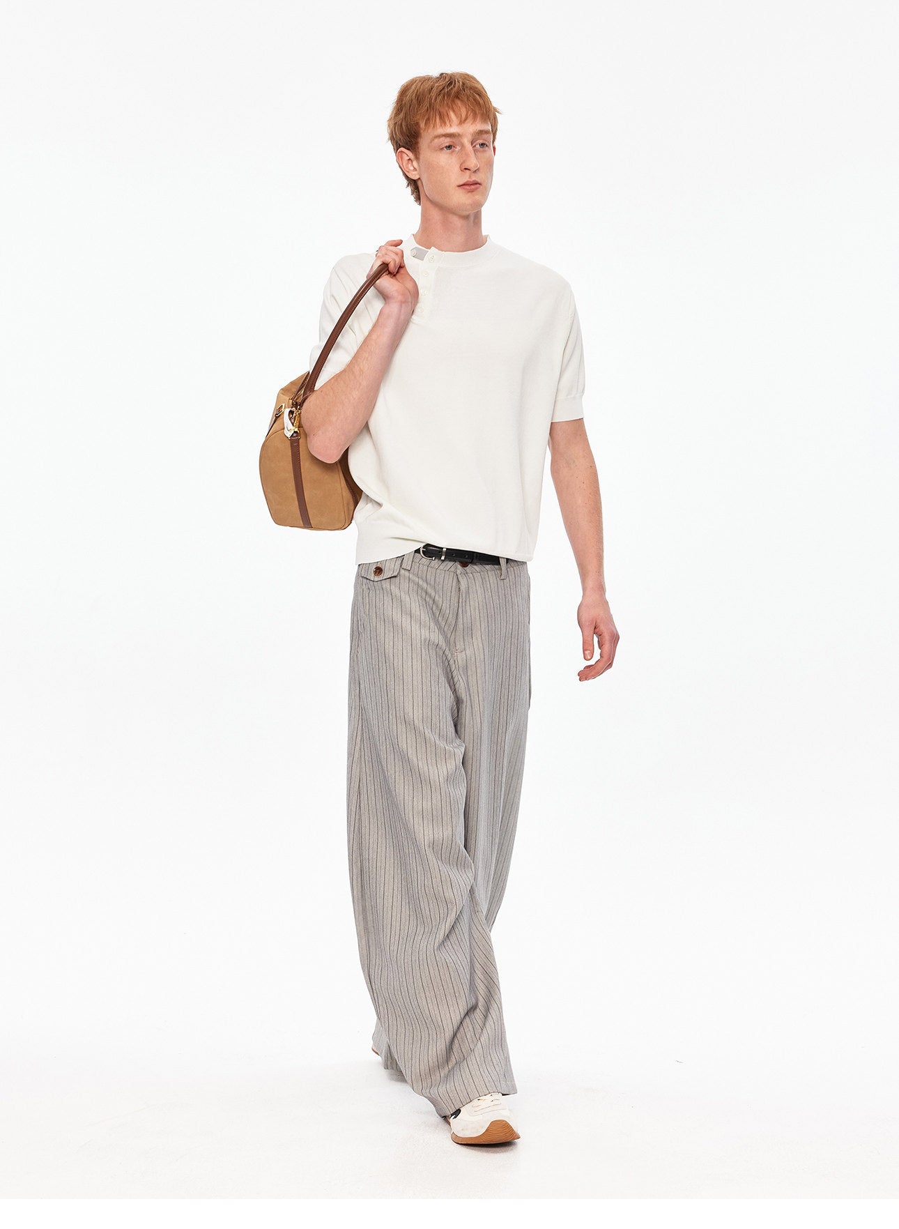 Crossover Henley-neck knit