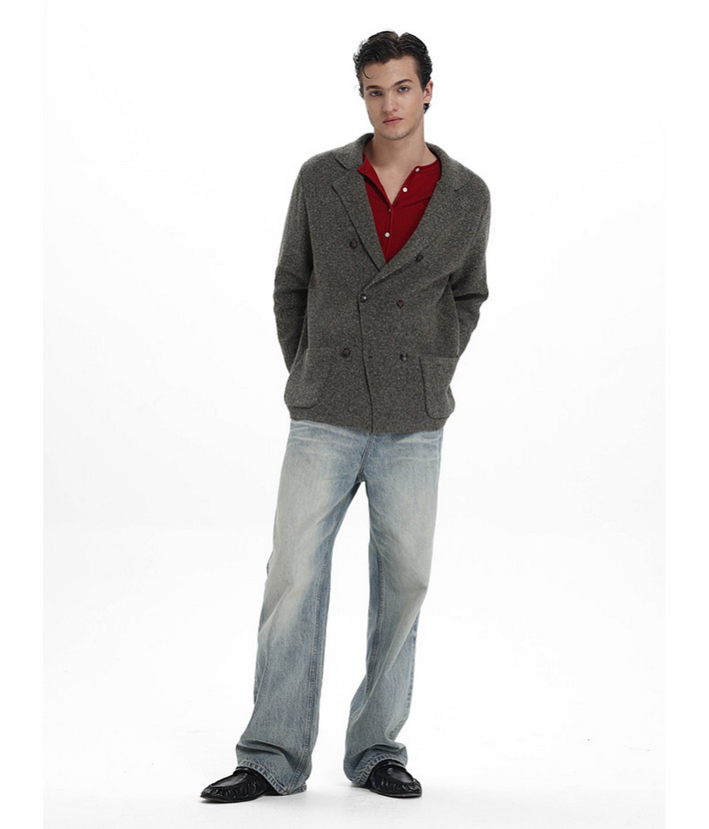 Double-Breasted Casual Knit Jacket