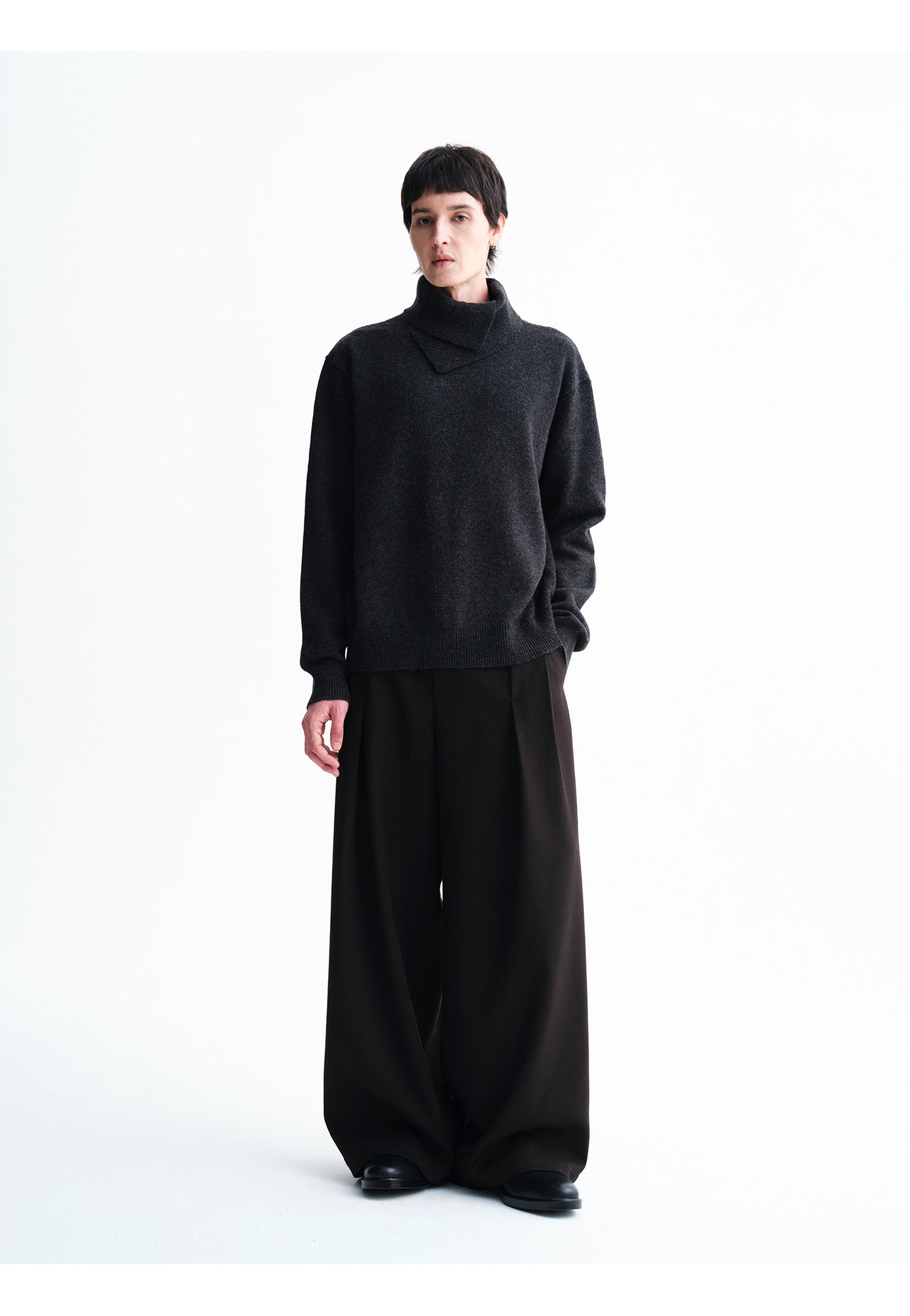 Irregular Collar Pullover Turtleneck Sweater