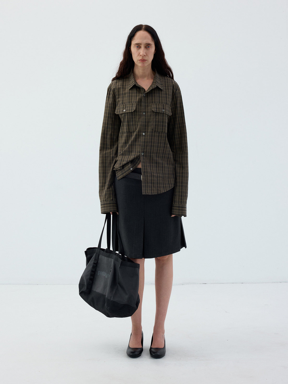 Black Checkered Shoulder Shirt