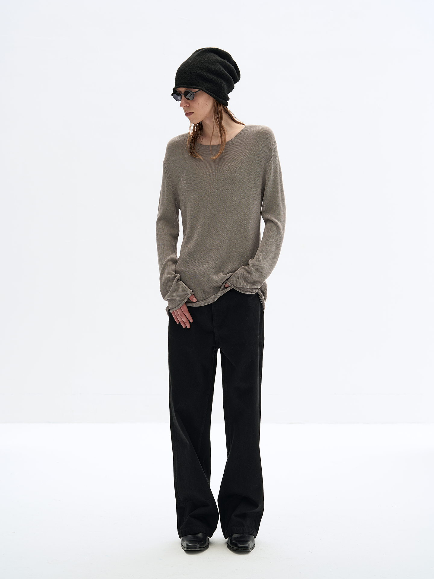 Wide collar wool shirt