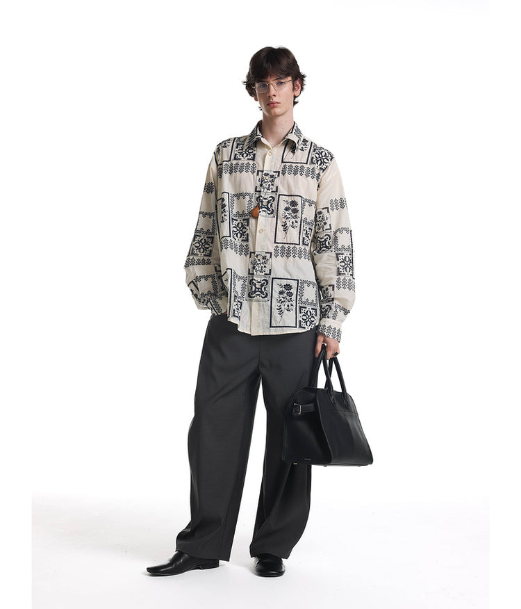 Embroidered contrast color shirt