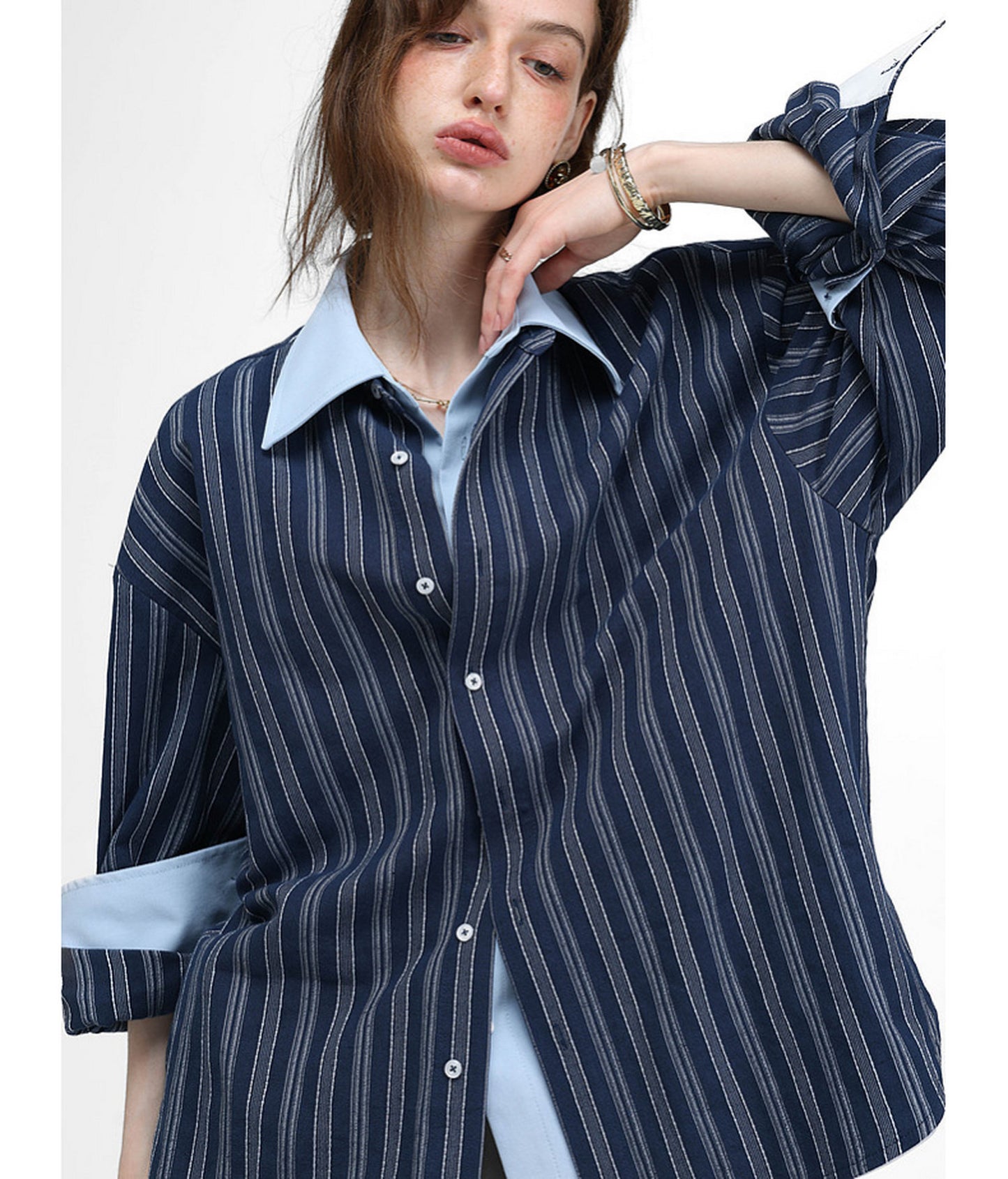 Color-Block Striped Jacquard Shirt