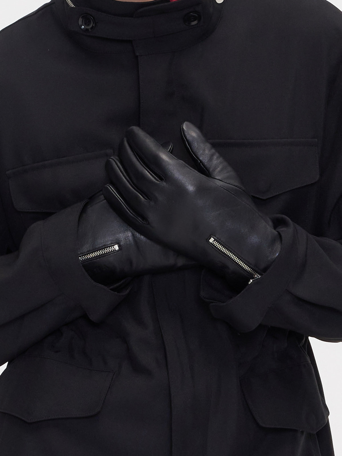 Logo-Printed Gloves with Zippers