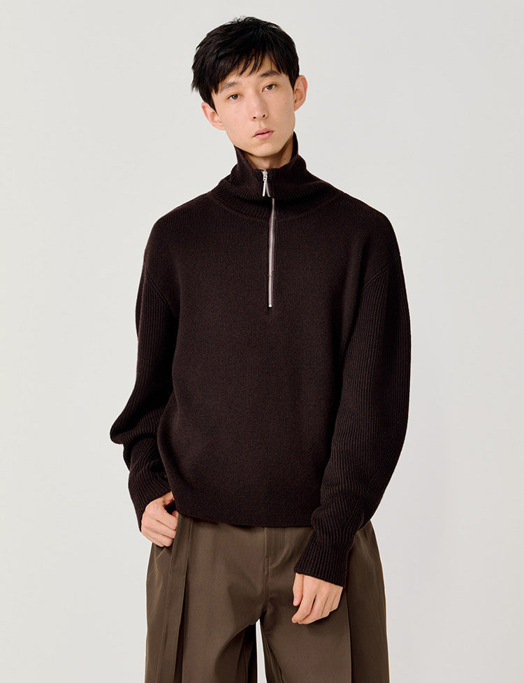 Half-Zip Stand Collar Sweater