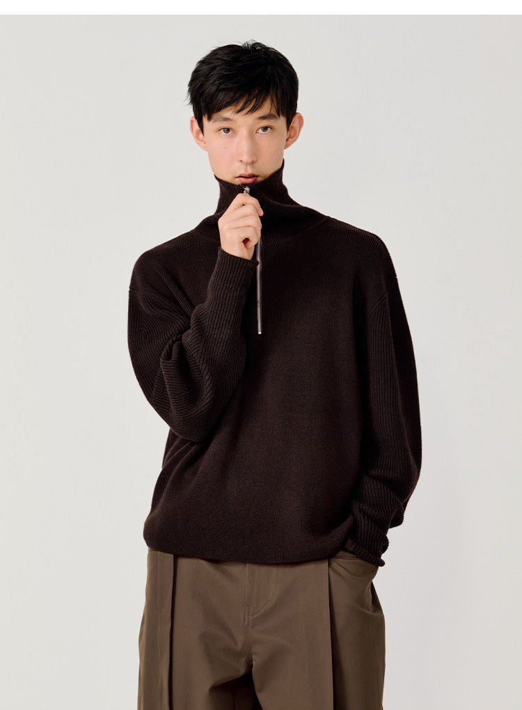 Half-Zip Stand Collar Sweater