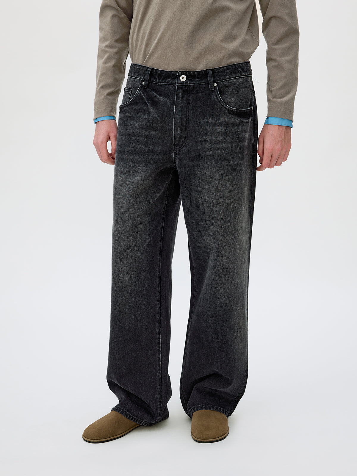 Wash-processed Straight-Leg Jeans