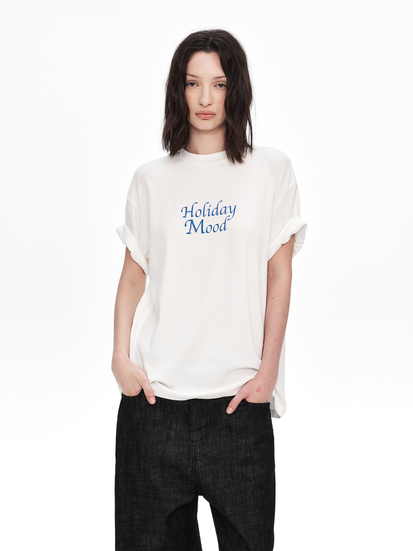 Roll-Up Sleeve Printed T-Shirt