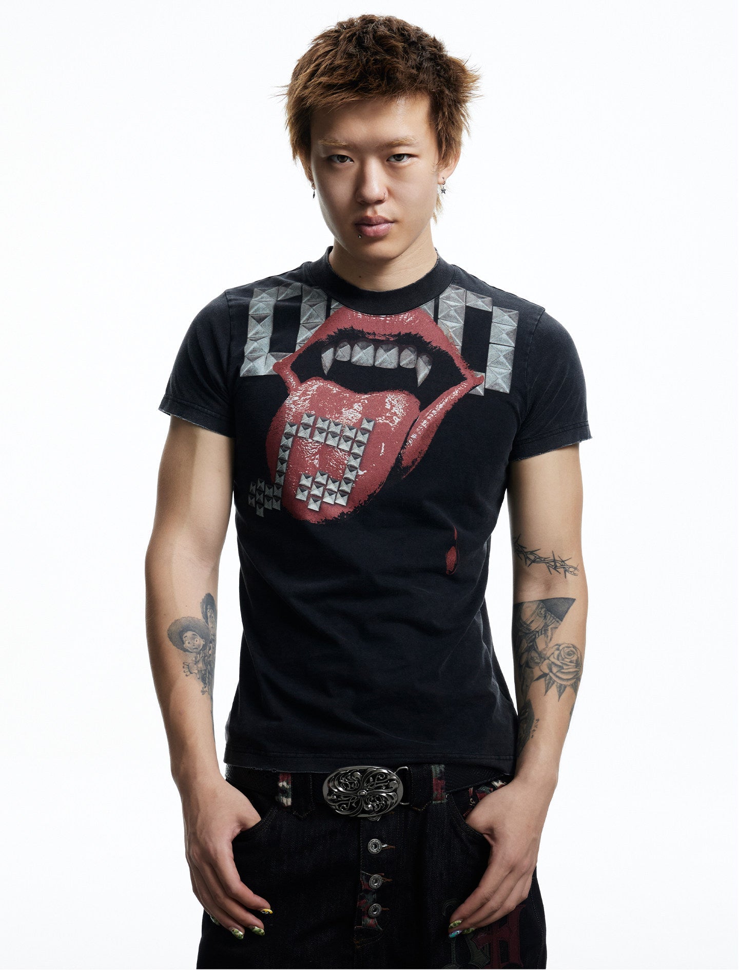 Street Style Stud Print T-Shirt