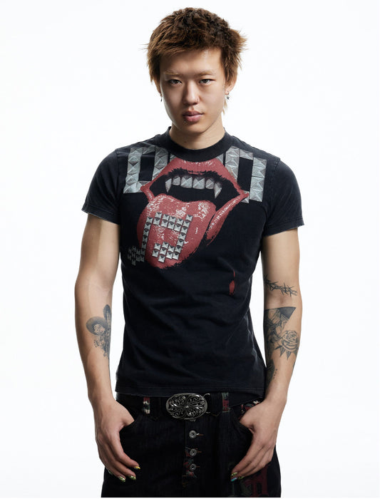 Street Style Stud Print T-Shirt